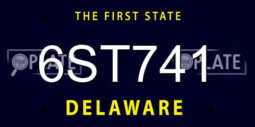 6ST741 Delaware License Plate