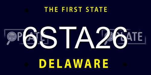 6STA26 Delaware License Plate