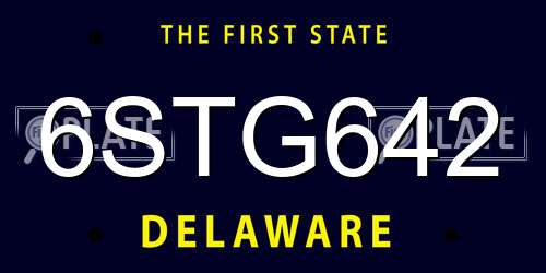 6STG642 Delaware License Plate