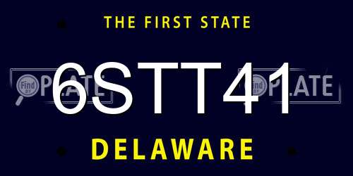 6STT41 Delaware License Plate