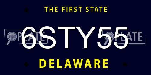 6STY55 Delaware License Plate