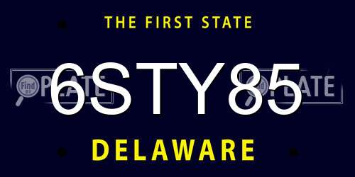 6STY85 Delaware License Plate