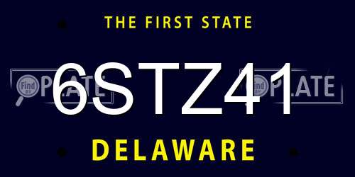 6STZ41 Delaware License Plate