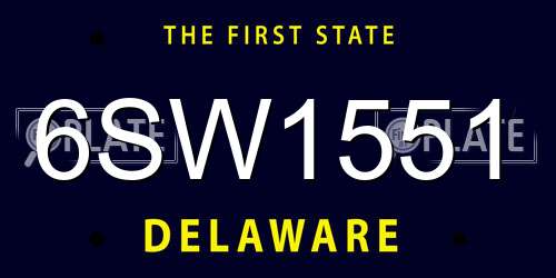 6SW1551 Delaware License Plate
