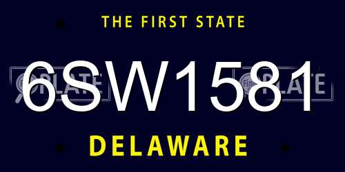 6SW1581 Delaware License Plate