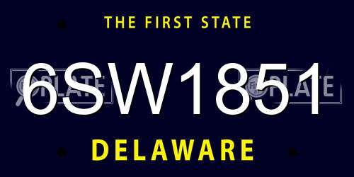 6SW1851 Delaware License Plate