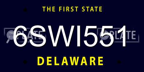 6SWI551 Delaware License Plate