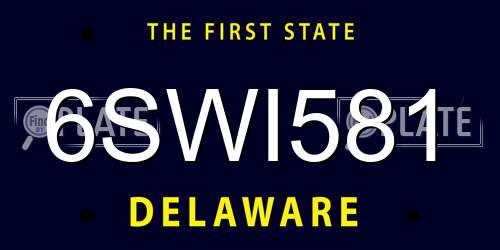 6SWI581 Delaware License Plate
