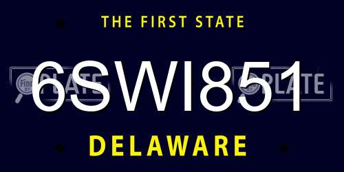 6SWI851 Delaware License Plate