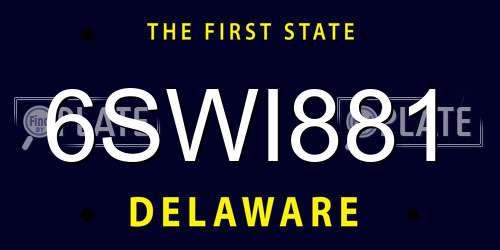 6SWI881 Delaware License Plate