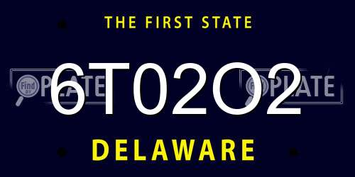6T02O2 Delaware License Plate