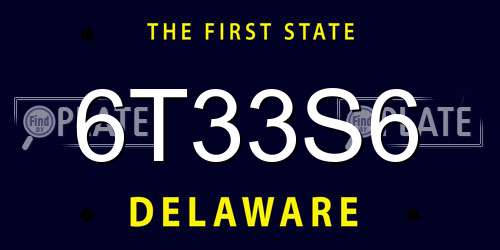 6T33S6 Delaware License Plate