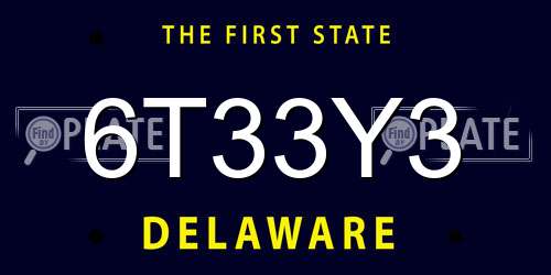 6T33Y3 Delaware License Plate