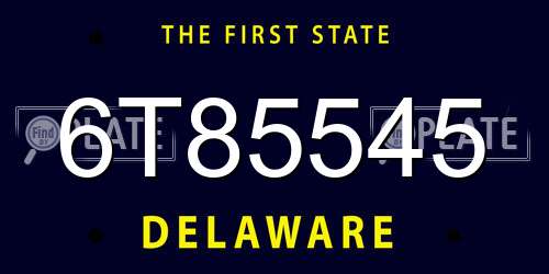 6T85545 Delaware License Plate