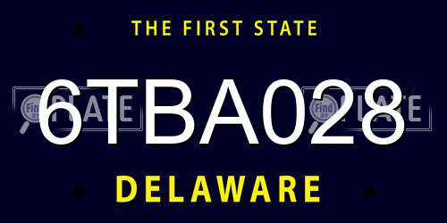 6TBA028 Delaware License Plate