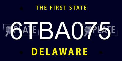 6TBA075 Delaware License Plate