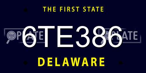 6TE386 Delaware License Plate