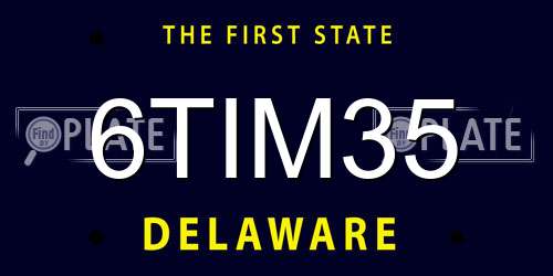 6TIM35 Delaware License Plate