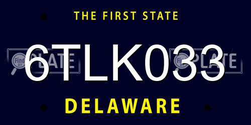 6TLK033 Delaware License Plate