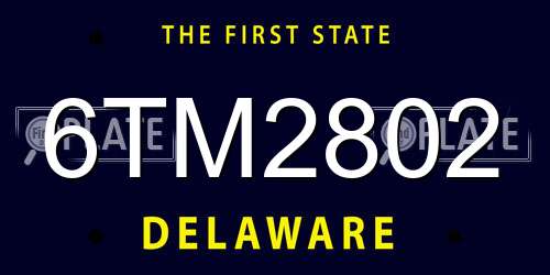 6TM2802 Delaware License Plate