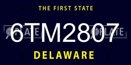 6TM2807 Delaware License Plate