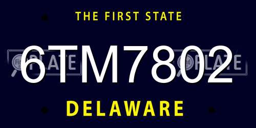 6TM7802 Delaware License Plate