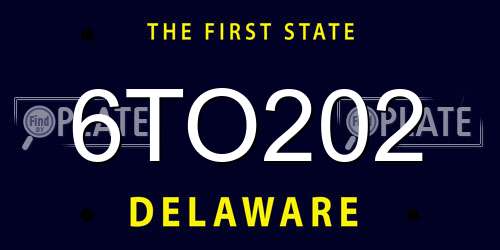 6TO202 Delaware License Plate
