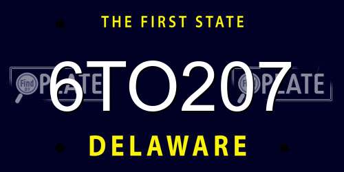 6TO207 Delaware License Plate