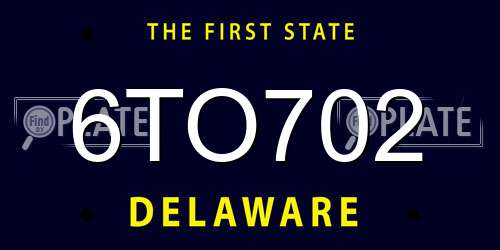 6TO702 Delaware License Plate