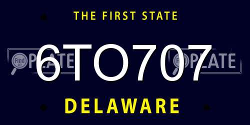 6TO707 Delaware License Plate