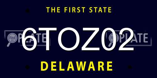 6TOZ02 Delaware License Plate