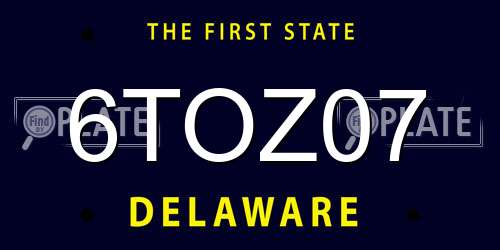 6TOZ07 Delaware License Plate