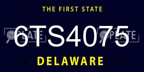 6TS4075 Delaware License Plate