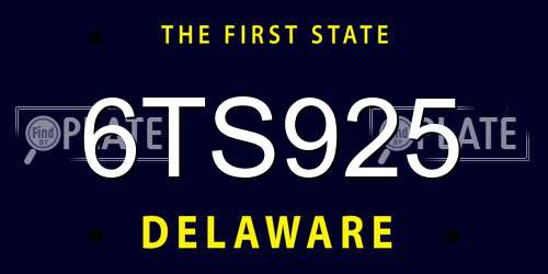 6TS925 Delaware License Plate