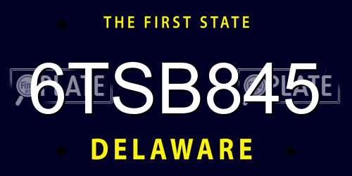6TSB845 Delaware License Plate