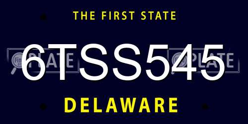 6TSS545 Delaware License Plate