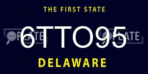 6TTO95 Delaware License Plate