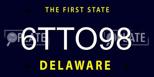 6TTO98 Delaware License Plate