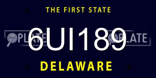 6UI189 Delaware License Plate