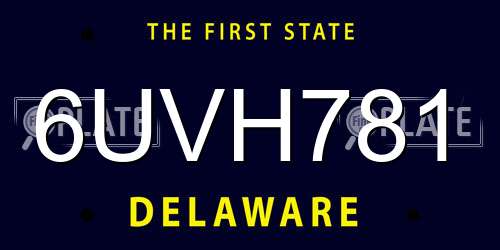 6UVH781 Delaware License Plate