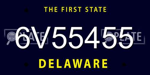 6V55455 Delaware License Plate