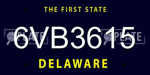 6VB3615 Delaware License Plate