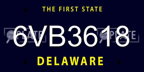 6VB3618 Delaware License Plate