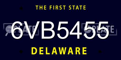6VB5455 Delaware License Plate