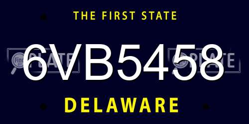 6VB5458 Delaware License Plate