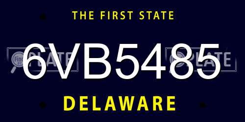 6VB5485 Delaware License Plate