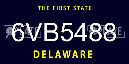 6VB5488 Delaware License Plate