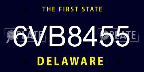 6VB8455 Delaware License Plate