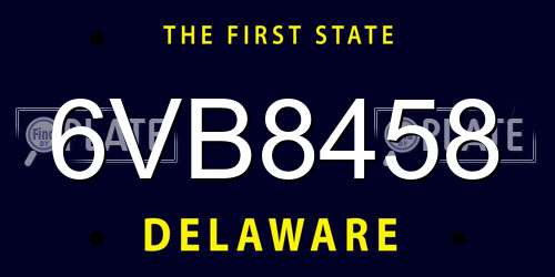 6VB8458 Delaware License Plate