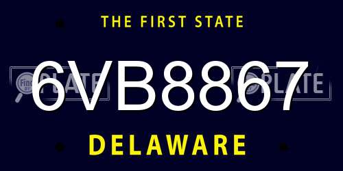 6VB8867 Delaware License Plate
